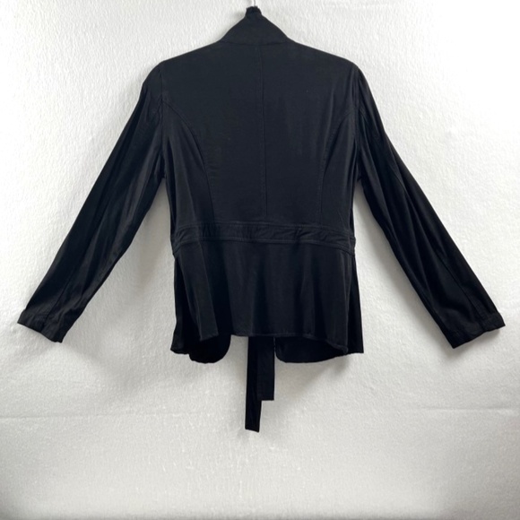 Maven West Black Long Sleeve Ruffle Jacket Silky Wash Tercel Women's Medium - Picture 5 of 9
